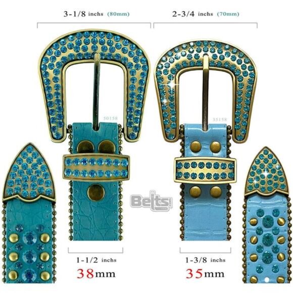 35158 50158 Women's Belts Rhinestone Belt Fashion Western Cowgirl Bling Studded - Picture 12 of 14